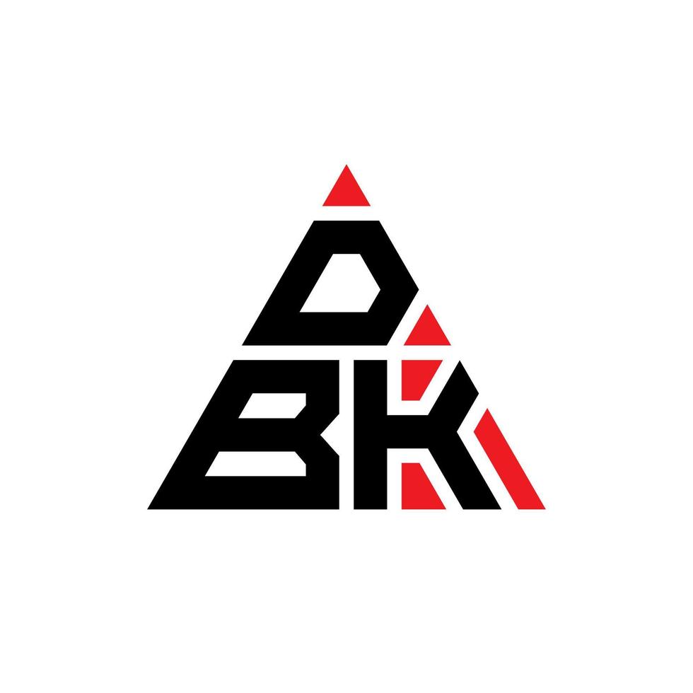 DBK triangle letter logo design with triangle shape. DBK triangle logo design monogram. DBK triangle vector logo template with red color. DBK triangular logo Simple, Elegant, and Luxurious Logo.