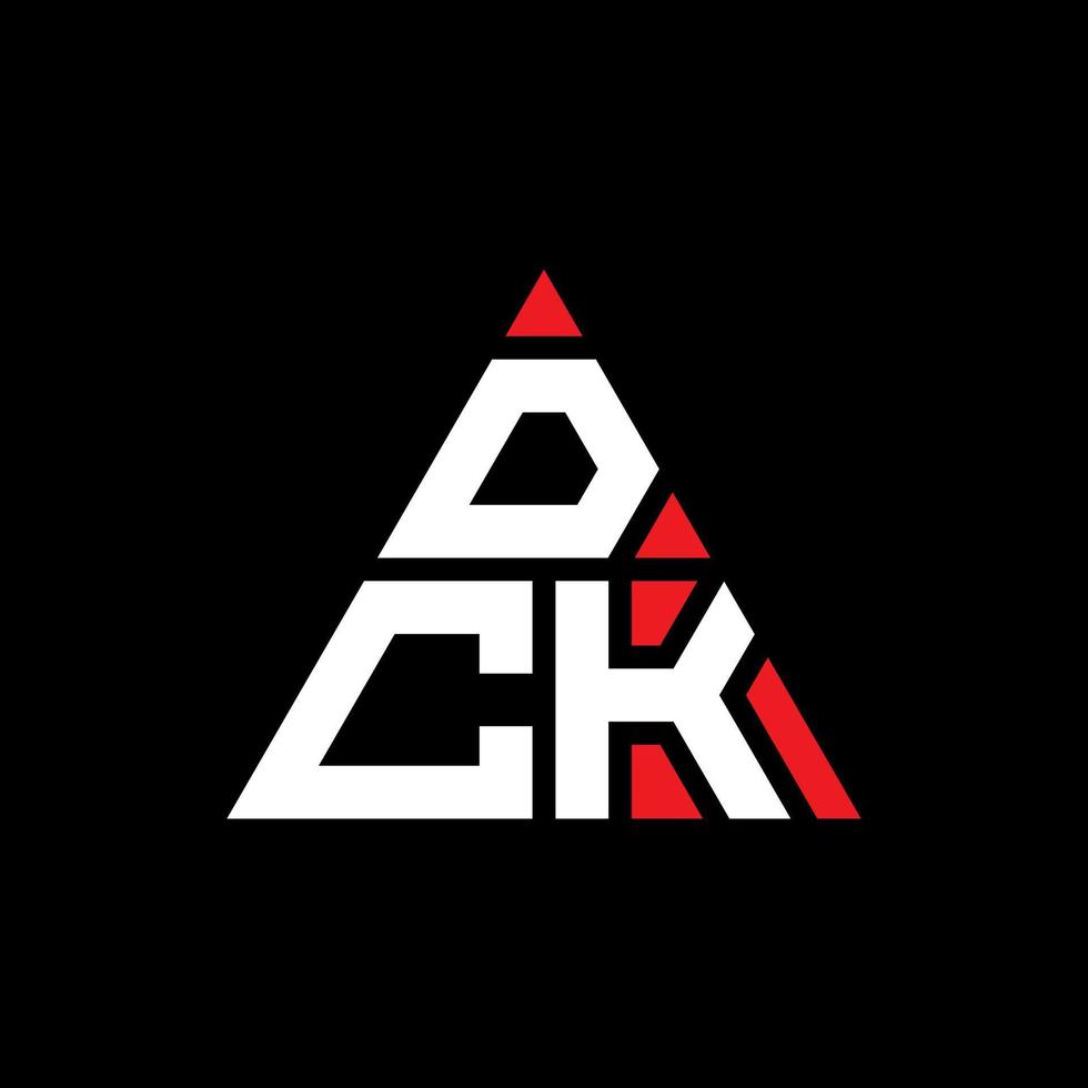 diseño de logotipo de letra de triángulo dck con forma de triángulo. monograma de diseño del logotipo del triángulo dck. plantilla de logotipo de vector de triángulo dck con color rojo. logo triangular dck logo simple, elegante y lujoso.