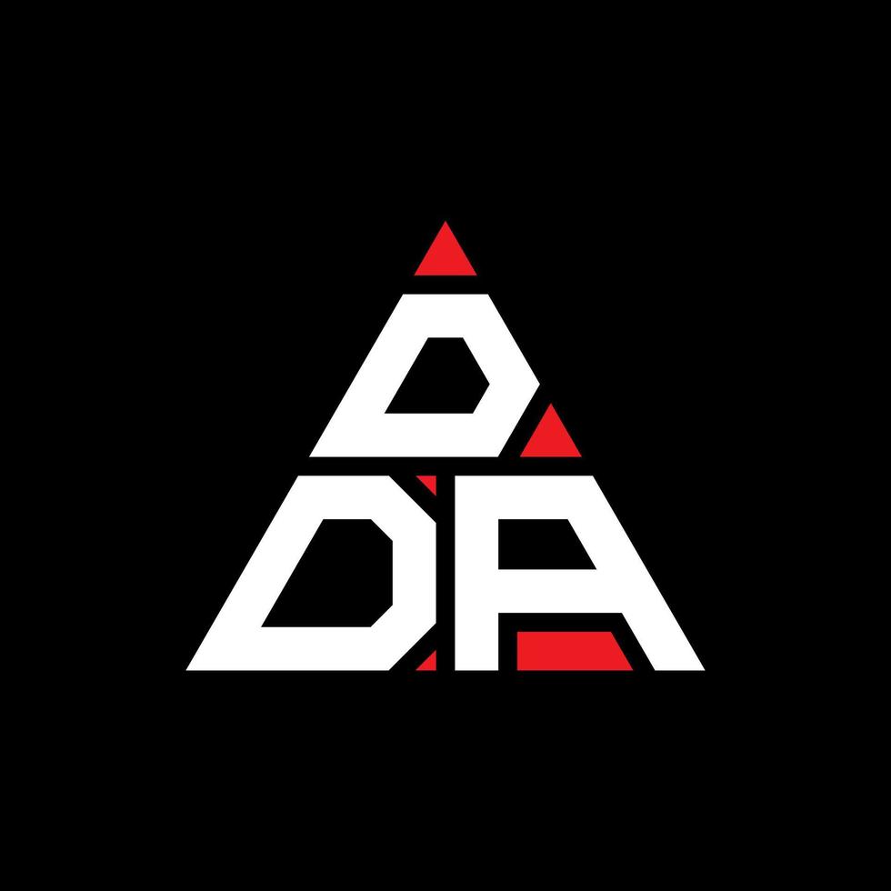 Diseño de logotipo de letra triangular dda con forma de triángulo. monograma de diseño del logotipo del triángulo dda. plantilla de logotipo de vector de triángulo dda con color rojo. logo triangular dda logo simple, elegante y lujoso.