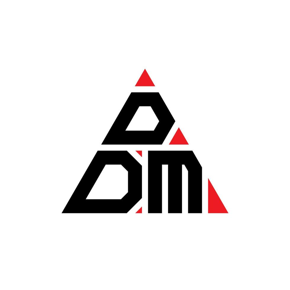 DDM triangle letter logo design with triangle shape. DDM triangle logo design monogram. DDM triangle vector logo template with red color. DDM triangular logo Simple, Elegant, and Luxurious Logo.