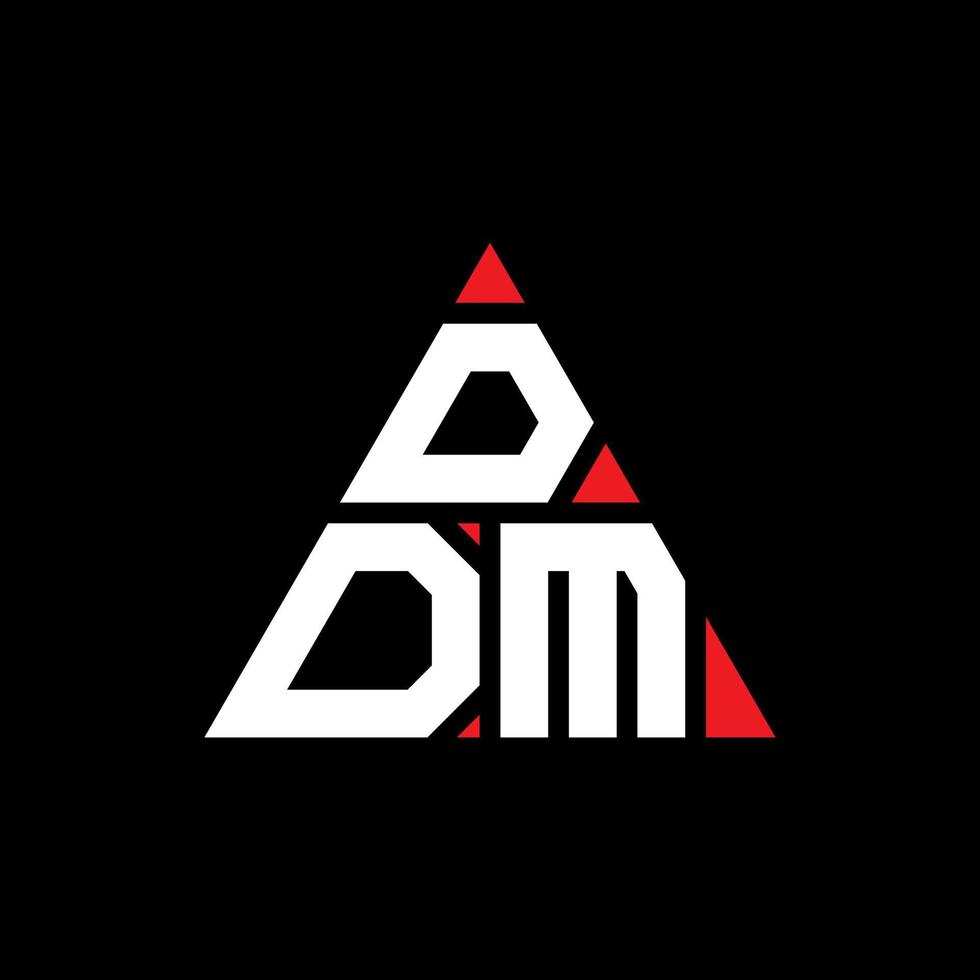 DDM triangle letter logo design with triangle shape. DDM triangle logo design monogram. DDM triangle vector logo template with red color. DDM triangular logo Simple, Elegant, and Luxurious Logo.