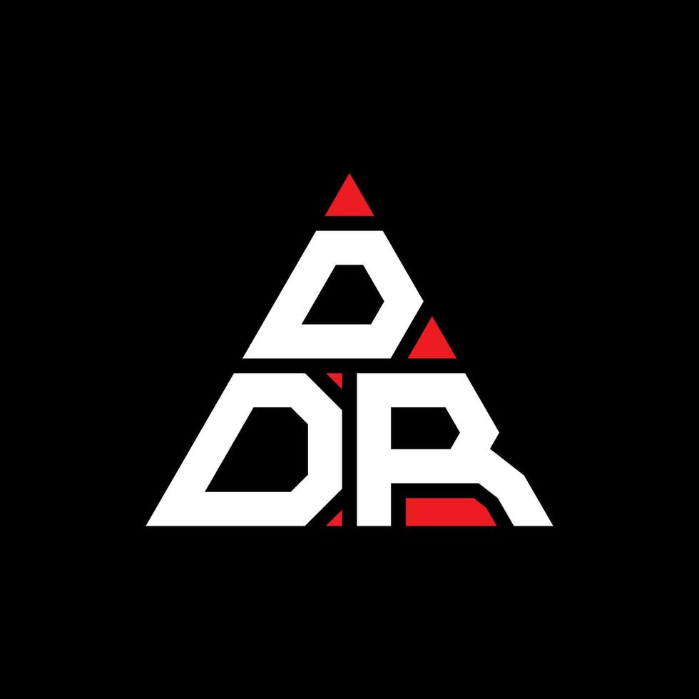 DDR triangle letter logo design with triangle shape. DDR triangle logo design monogram. DDR triangle vector logo template with red color. DDR triangular logo Simple, Elegant, and Luxurious Logo.
