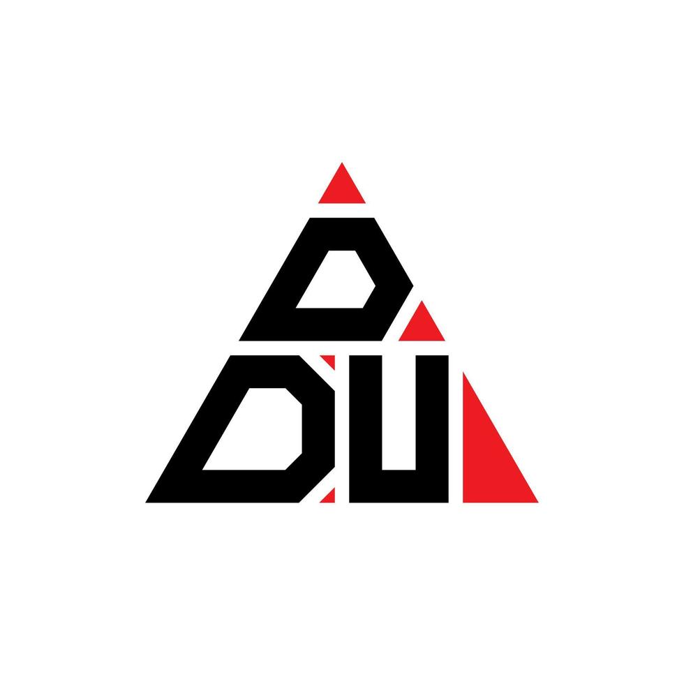 DDU triangle letter logo design with triangle shape. DDU triangle logo design monogram. DDU triangle vector logo template with red color. DDU triangular logo Simple, Elegant, and Luxurious Logo.
