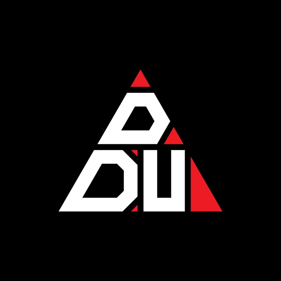 DDU triangle letter logo design with triangle shape. DDU triangle logo design monogram. DDU triangle vector logo template with red color. DDU triangular logo Simple, Elegant, and Luxurious Logo.