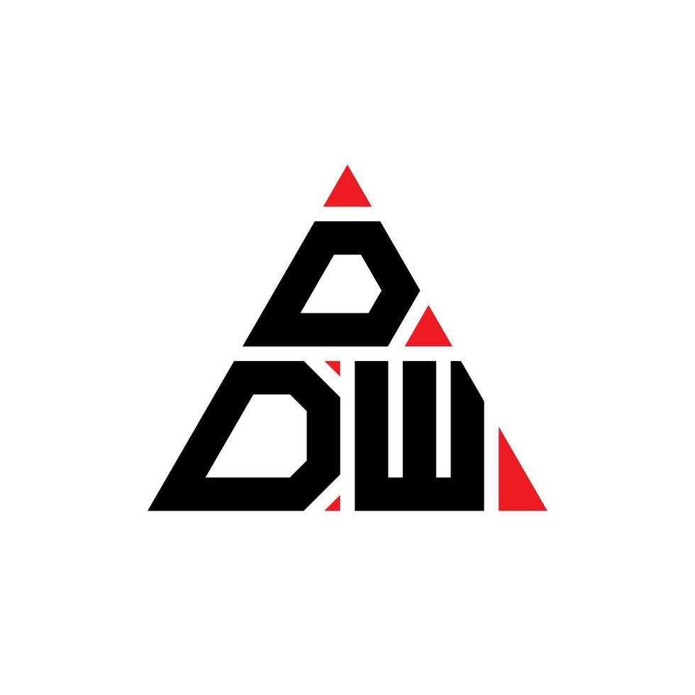 DDW triangle letter logo design with triangle shape. DDW triangle logo design monogram. DDW triangle vector logo template with red color. DDW triangular logo Simple, Elegant, and Luxurious Logo.