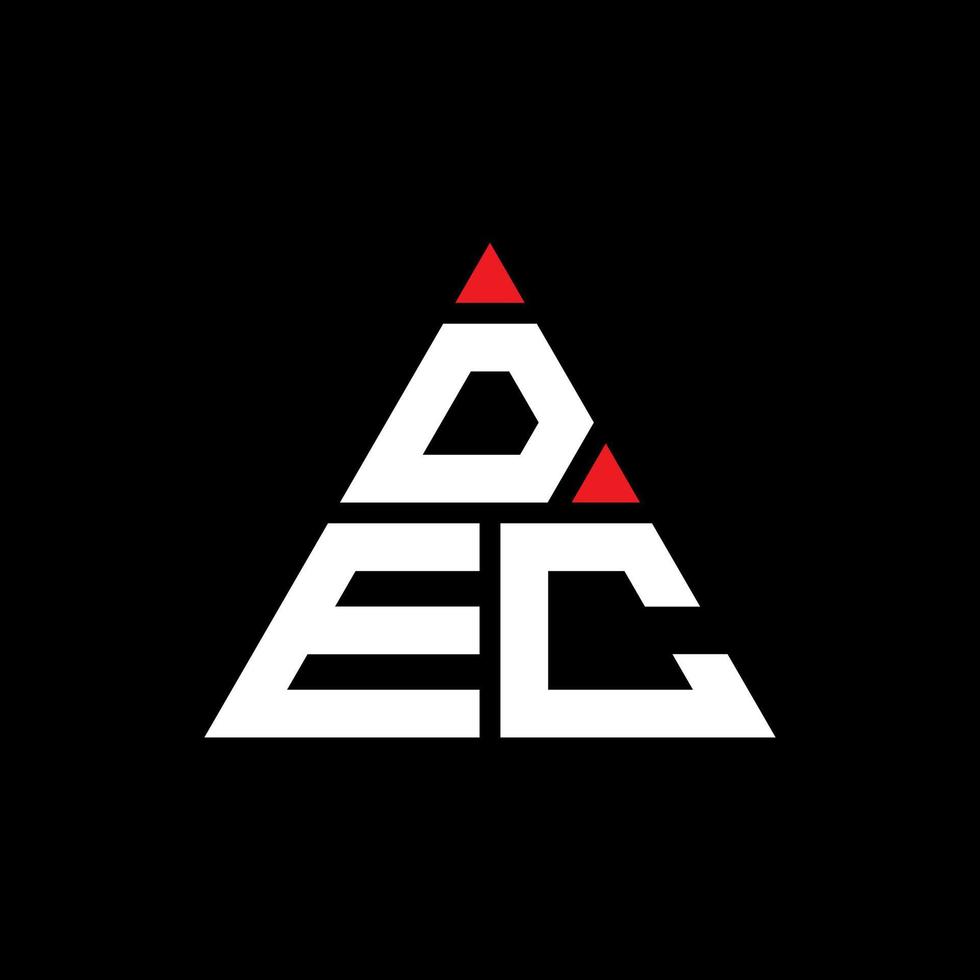 DEC triangle letter logo design with triangle shape. DEC triangle logo design monogram. DEC triangle vector logo template with red color. DEC triangular logo Simple, Elegant, and Luxurious Logo.