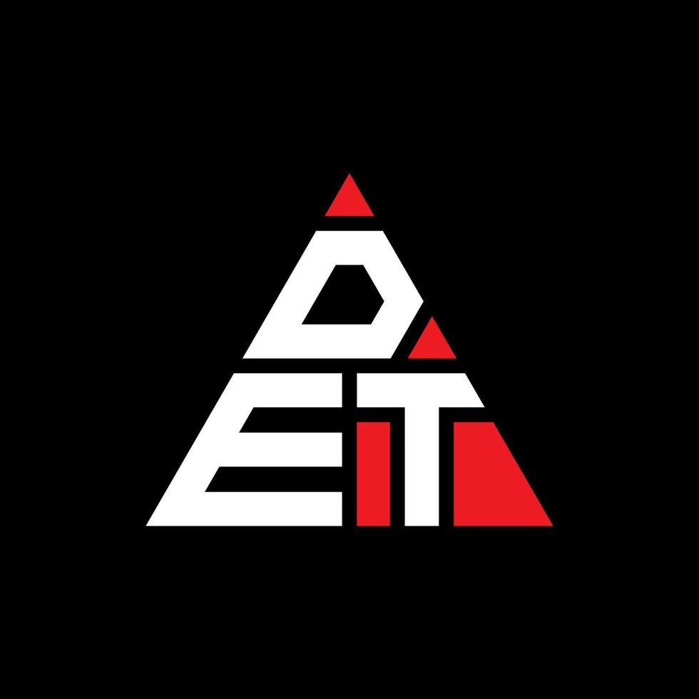 DET triangle letter logo design with triangle shape. DET triangle logo design monogram. DET triangle vector logo template with red color. DET triangular logo Simple, Elegant, and Luxurious Logo.