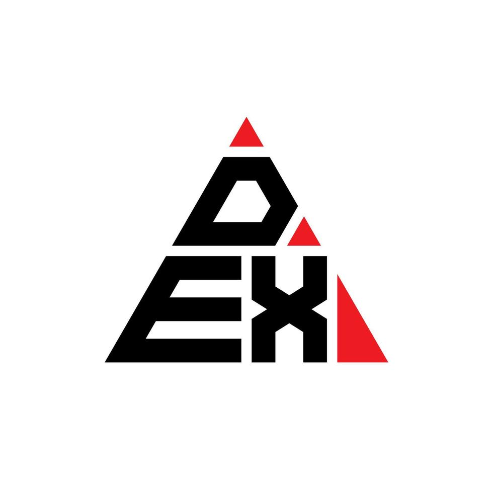 diseño de logotipo de letra de triángulo dex con forma de triángulo. monograma de diseño del logotipo del triángulo dex. plantilla de logotipo vectorial de triángulo dex con color rojo. logo triangular dex logo simple, elegante y lujoso. vector