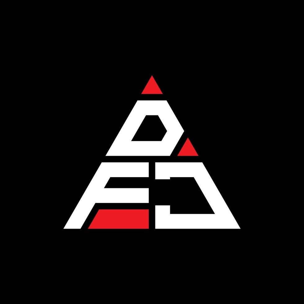 DFJ triangle letter logo design with triangle shape. DFJ triangle logo design monogram. DFJ triangle vector logo template with red color. DFJ triangular logo Simple, Elegant, and Luxurious Logo.