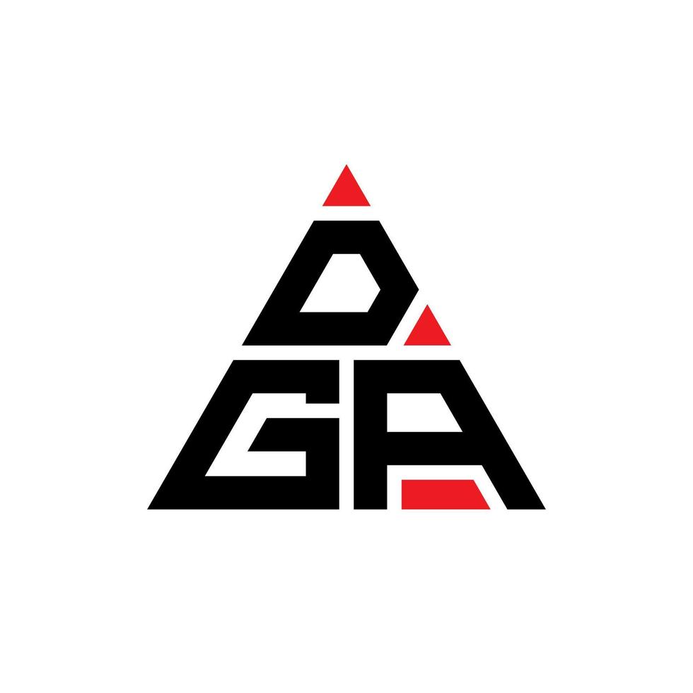 DGA triangle letter logo design with triangle shape. DGA triangle logo design monogram. DGA triangle vector logo template with red color. DGA triangular logo Simple, Elegant, and Luxurious Logo.