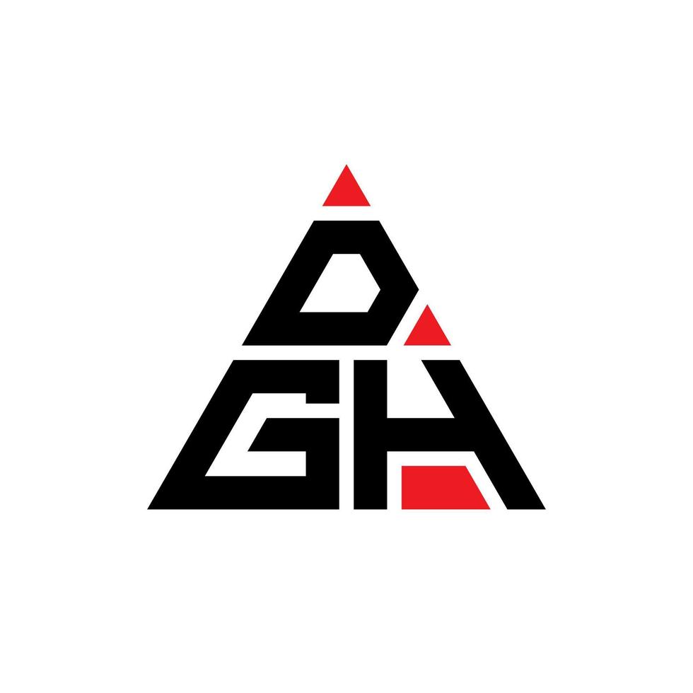 DGH triangle letter logo design with triangle shape. DGH triangle logo design monogram. DGH triangle vector logo template with red color. DGH triangular logo Simple, Elegant, and Luxurious Logo.