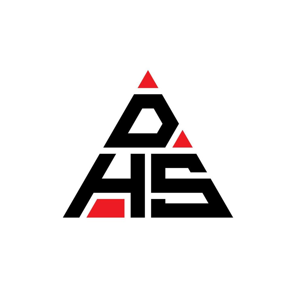 DHS triangle letter logo design with triangle shape. DHS triangle logo design monogram. DHS triangle vector logo template with red color. DHS triangular logo Simple, Elegant, and Luxurious Logo.