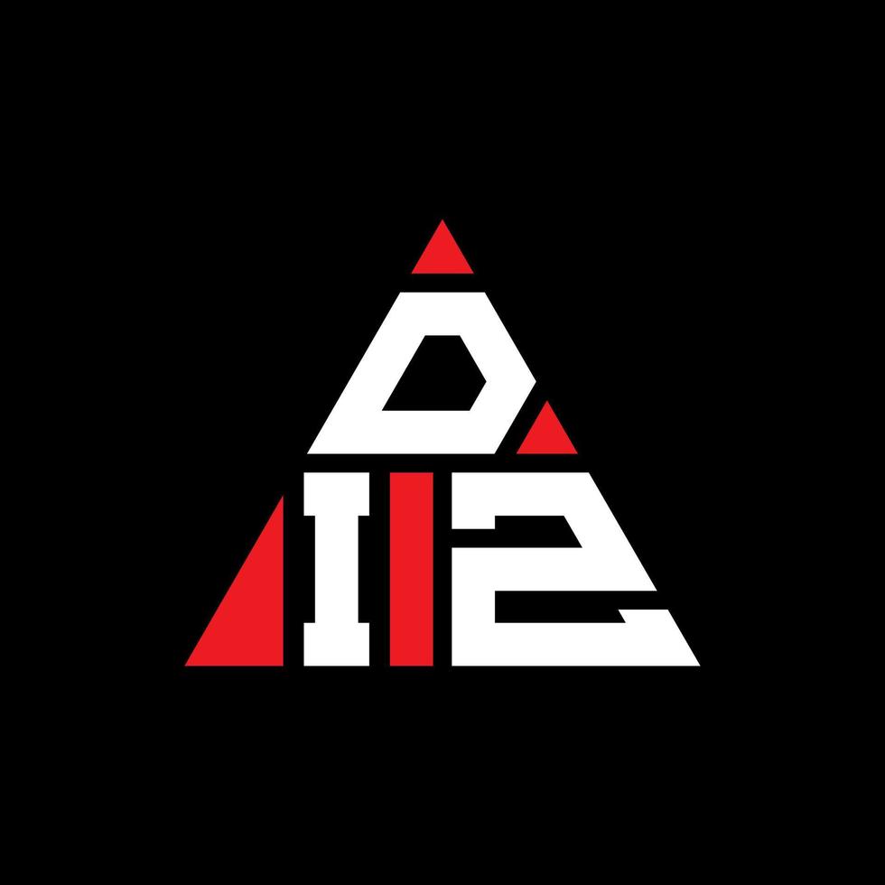 DIZ triangle letter logo design with triangle shape. DIZ triangle logo design monogram. DIZ triangle vector logo template with red color. DIZ triangular logo Simple, Elegant, and Luxurious Logo.