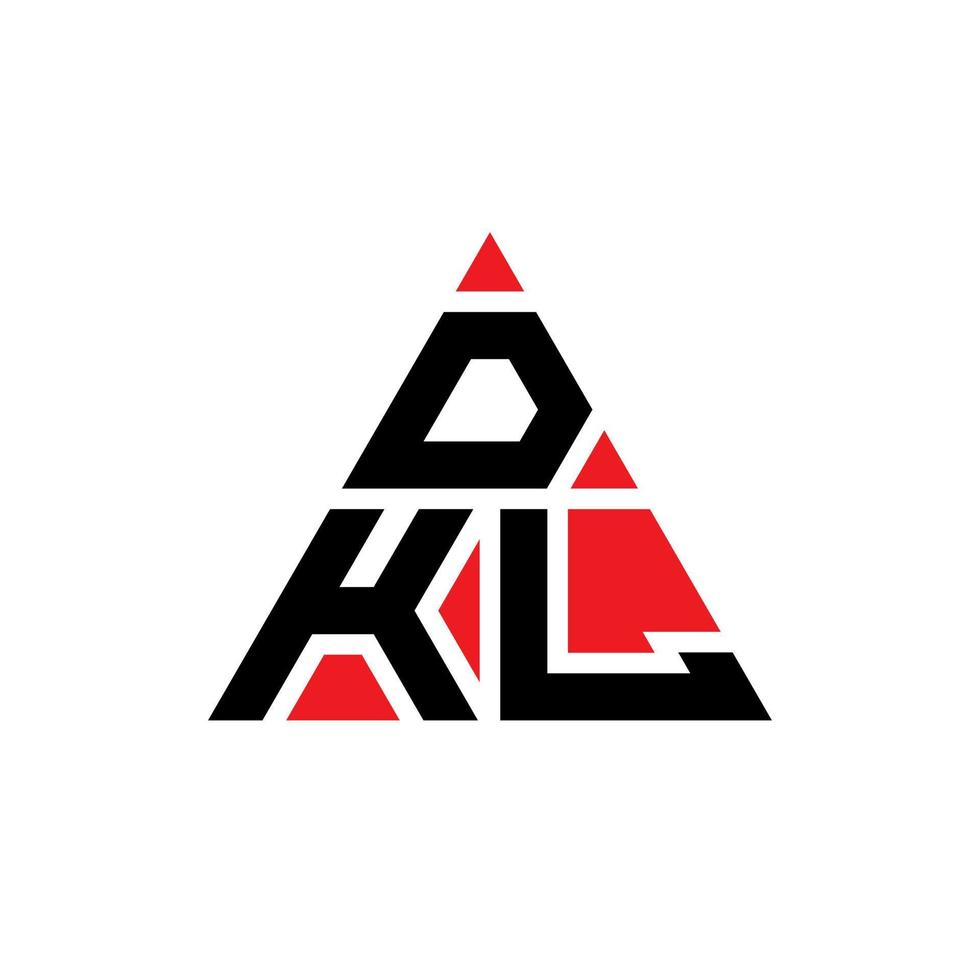 Diseño de logotipo de letra de triángulo dkl con forma de triángulo. monograma de diseño del logotipo del triángulo dkl. plantilla de logotipo de vector de triángulo dkl con color rojo. logo triangular dkl logo simple, elegante y lujoso.