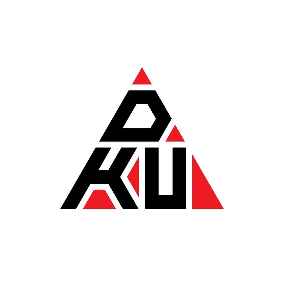 diseño de logotipo de letra triangular dku con forma de triángulo. monograma de diseño del logotipo del triángulo dku. plantilla de logotipo de vector de triángulo dku con color rojo. logo triangular dku logo simple, elegante y lujoso.