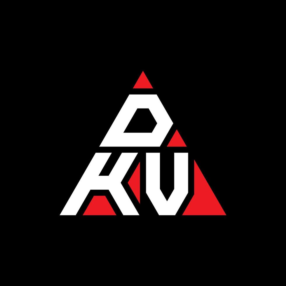 DKV triangle letter logo design with triangle shape. DKV triangle logo design monogram. DKV triangle vector logo template with red color. DKV triangular logo Simple, Elegant, and Luxurious Logo.