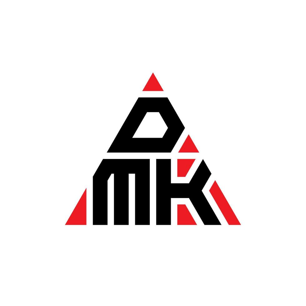 diseño de logotipo de letra de triángulo dmk con forma de triángulo. monograma de diseño de logotipo de triángulo dmk. plantilla de logotipo de vector de triángulo dmk con color rojo. logotipo triangular dmk logotipo simple, elegante y lujoso.