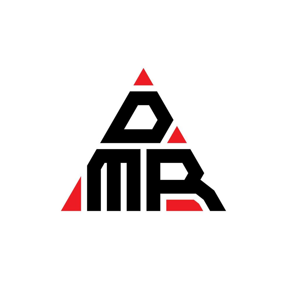 DMR triangle letter logo design with triangle shape. DMR triangle logo design monogram. DMR triangle vector logo template with red color. DMR triangular logo Simple, Elegant, and Luxurious Logo.