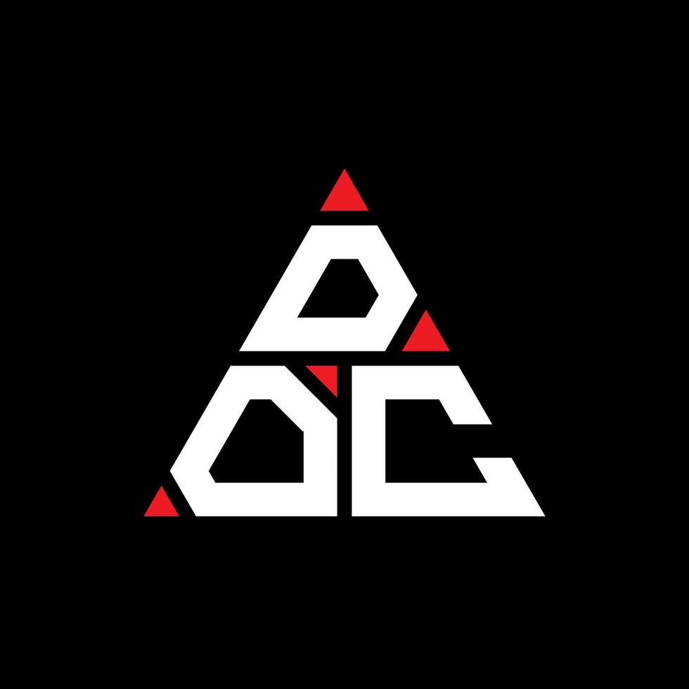 DOC triangle letter logo design with triangle shape. DOC triangle logo design monogram. DOC triangle vector logo template with red color. DOC triangular logo Simple, Elegant, and Luxurious Logo.