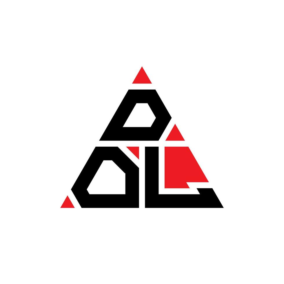 diseño de logotipo de letra triangular dol con forma de triángulo. monograma de diseño del logotipo del triángulo dol. plantilla de logotipo de vector de triángulo dol con color rojo. logo triangular dol logo simple, elegante y lujoso.