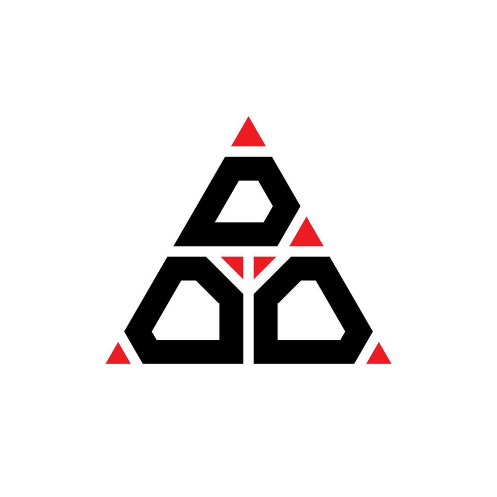 DOO triangle letter logo design with triangle shape. DOO triangle logo design monogram. DOO triangle vector logo template with red color. DOO triangular logo Simple, Elegant, and Luxurious Logo.