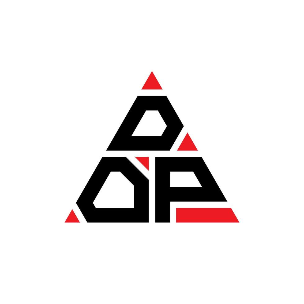 dop diseño de logotipo de letra triangular con forma de triángulo. monograma de diseño de logotipo de triángulo dop. plantilla de logotipo de vector de triángulo dop con color rojo. logo triangular dop logo simple, elegante y lujoso.