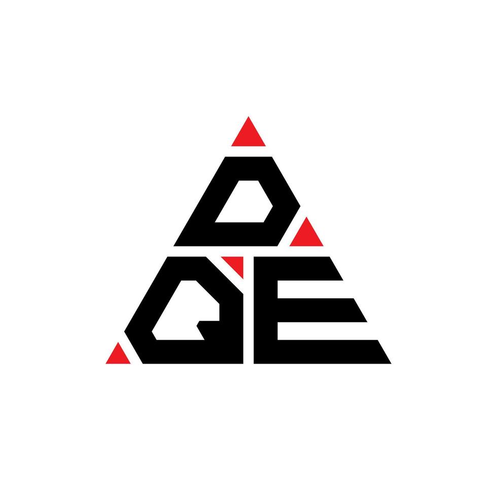 DQE triangle letter logo design with triangle shape. DQE triangle logo design monogram. DQE triangle vector logo template with red color. DQE triangular logo Simple, Elegant, and Luxurious Logo.