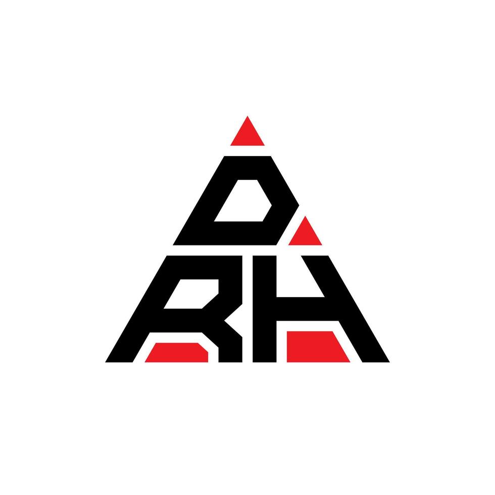 DRH triangle letter logo design with triangle shape. DRH triangle logo design monogram. DRH triangle vector logo template with red color. DRH triangular logo Simple, Elegant, and Luxurious Logo.