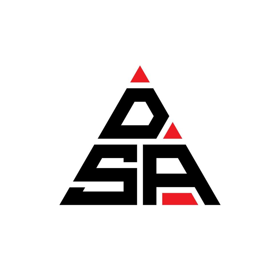 DSA triangle letter logo design with triangle shape. DSA triangle logo design monogram. DSA triangle vector logo template with red color. DSA triangular logo Simple, Elegant, and Luxurious Logo.