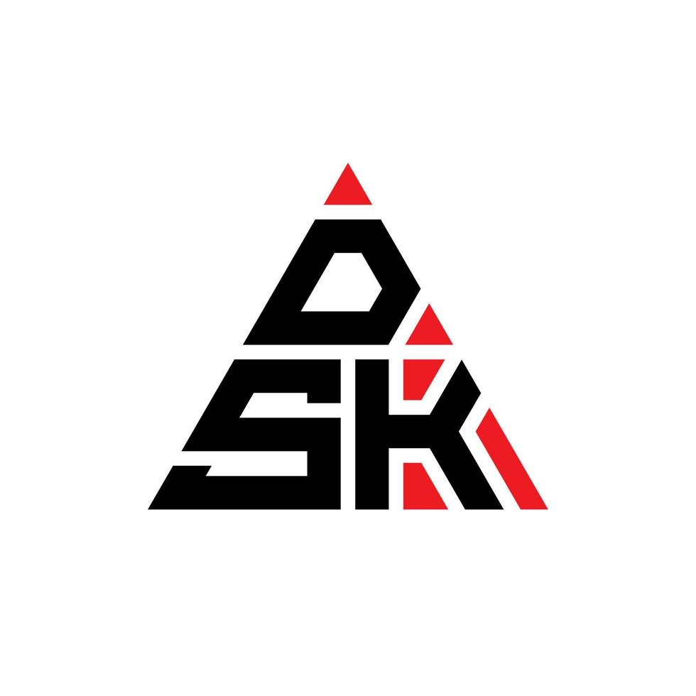DSK triangle letter logo design with triangle shape. DSK triangle logo design monogram. DSK triangle vector logo template with red color. DSK triangular logo Simple, Elegant, and Luxurious Logo.