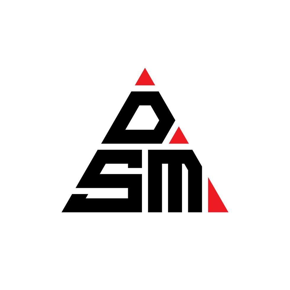 DSM triangle letter logo design with triangle shape. DSM triangle logo design monogram. DSM triangle vector logo template with red color. DSM triangular logo Simple, Elegant, and Luxurious Logo.