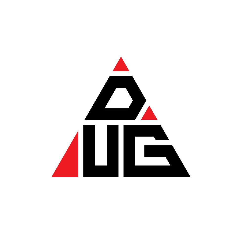 DUG triangle letter logo design with triangle shape. DUG triangle logo design monogram. DUG triangle vector logo template with red color. DUG triangular logo Simple, Elegant, and Luxurious Logo.