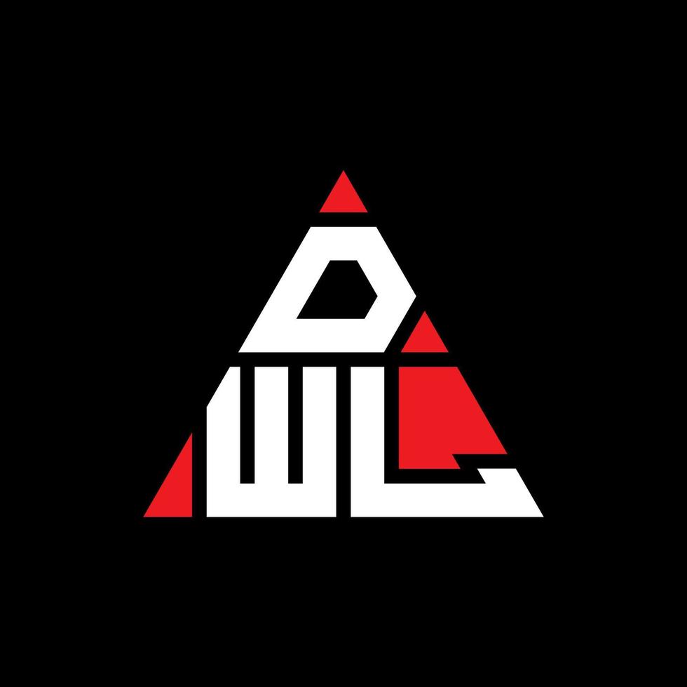 DWL triangle letter logo design with triangle shape. DWL triangle logo design monogram. DWL triangle vector logo template with red color. DWL triangular logo Simple, Elegant, and Luxurious Logo.