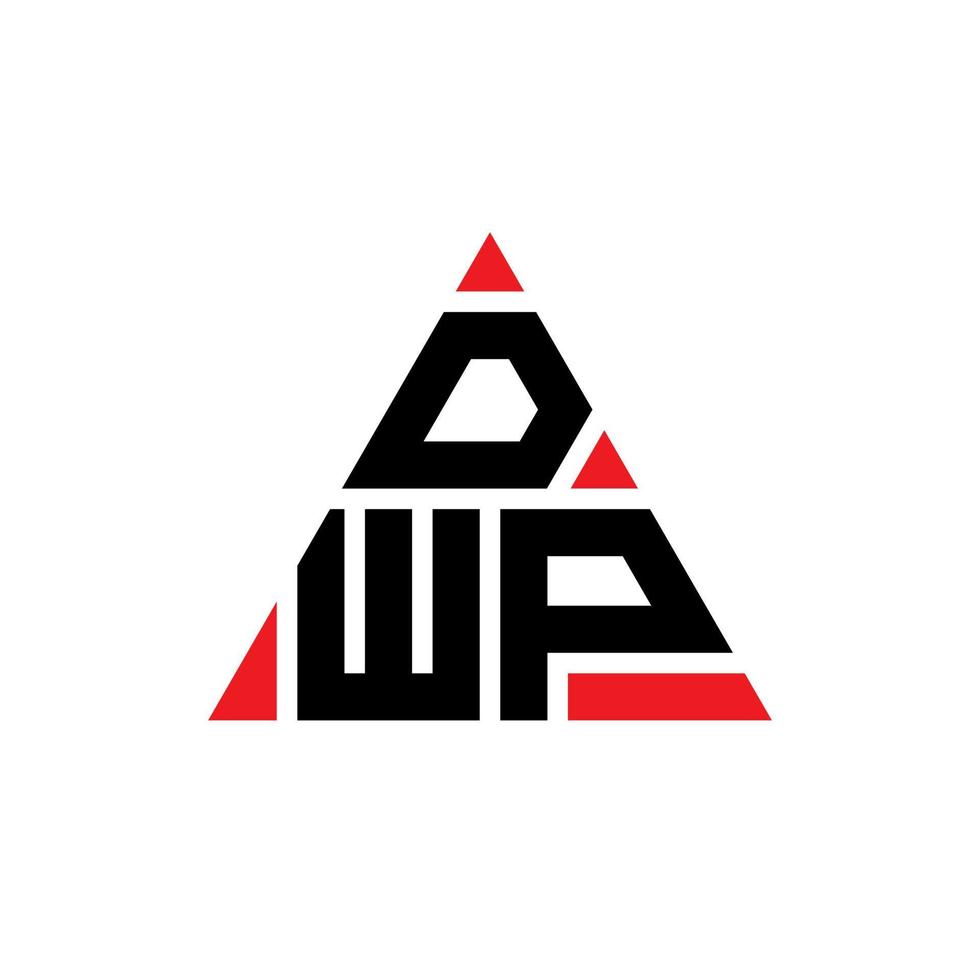 DWP triangle letter logo design with triangle shape. DWP triangle logo design monogram. DWP triangle vector logo template with red color. DWP triangular logo Simple, Elegant, and Luxurious Logo.