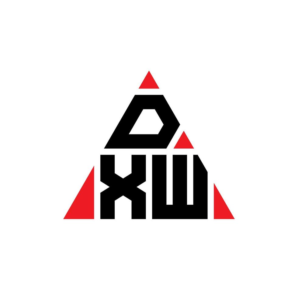 DXW triangle letter logo design with triangle shape. DXW triangle logo design monogram. DXW triangle vector logo template with red color. DXW triangular logo Simple, Elegant, and Luxurious Logo.