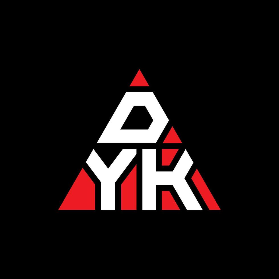 diseño de logotipo de letra de triángulo dyk con forma de triángulo. monograma de diseño de logotipo de triángulo dyk. plantilla de logotipo de vector de triángulo dyk con color rojo. logo triangular dyk logo simple, elegante y lujoso.