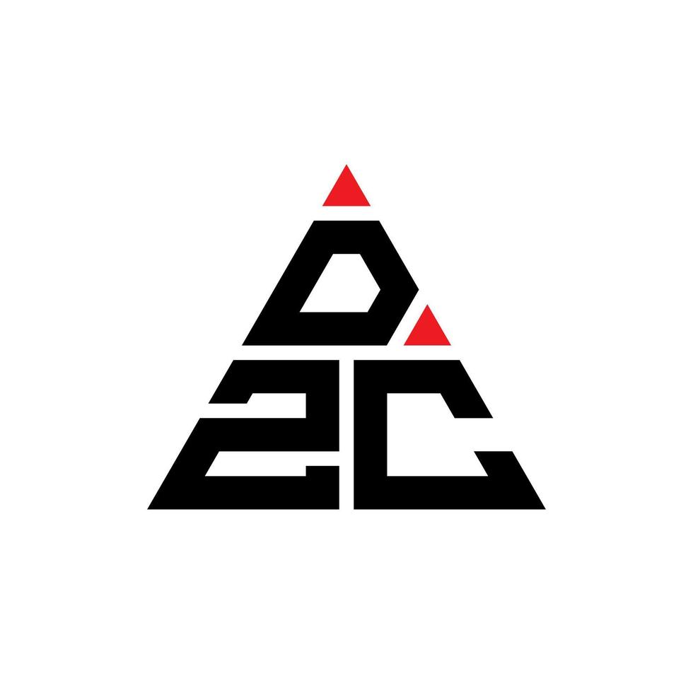 DZC triangle letter logo design with triangle shape. DZC triangle logo design monogram. DZC triangle vector logo template with red color. DZC triangular logo Simple, Elegant, and Luxurious Logo.