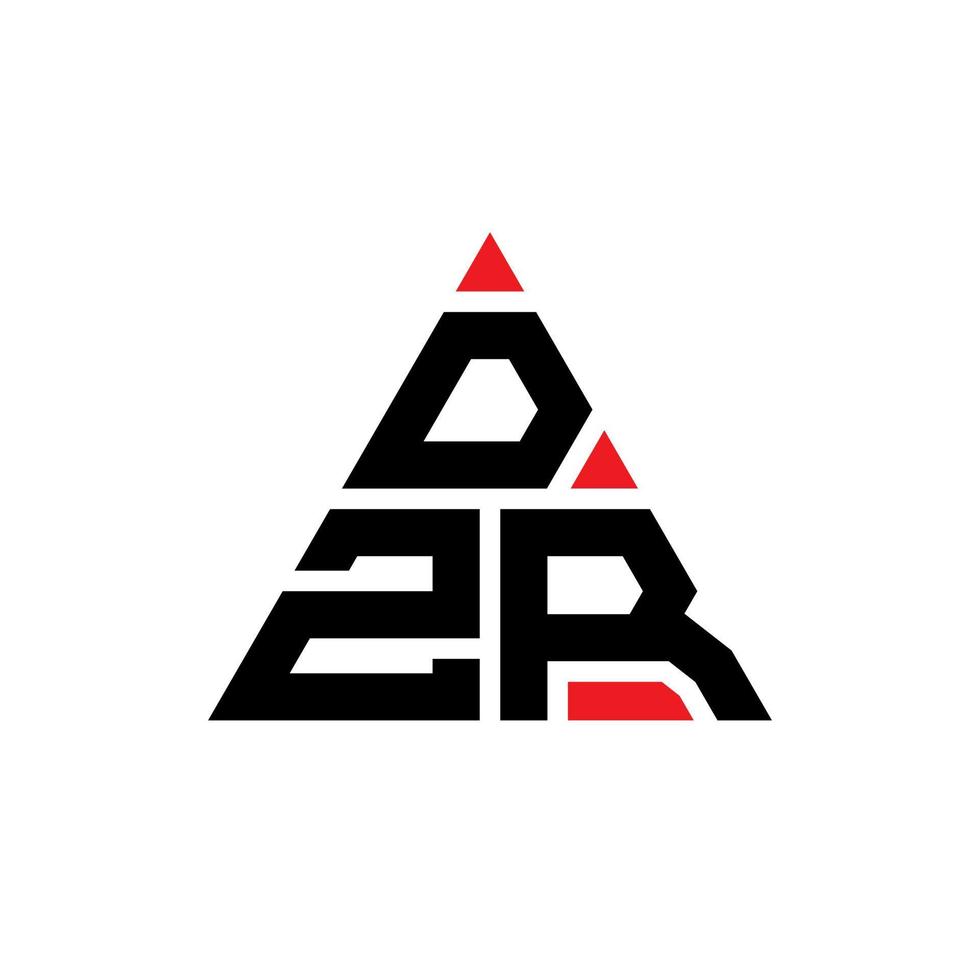 DZR triangle letter logo design with triangle shape. DZR triangle logo design monogram. DZR triangle vector logo template with red color. DZR triangular logo Simple, Elegant, and Luxurious Logo.