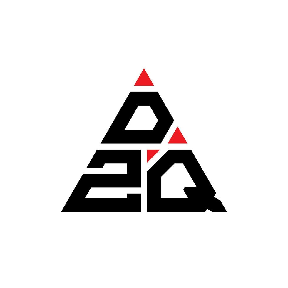DZQ triangle letter logo design with triangle shape. DZQ triangle logo design monogram. DZQ triangle vector logo template with red color. DZQ triangular logo Simple, Elegant, and Luxurious Logo.
