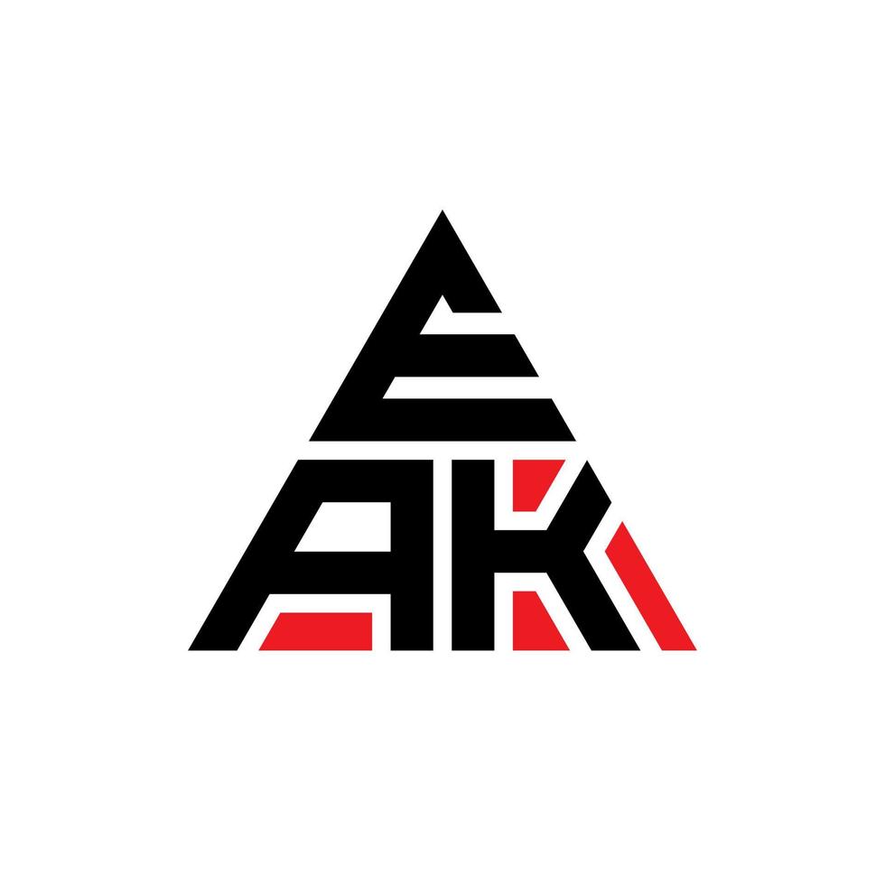 diseño de logotipo de letra triangular eak con forma de triángulo. monograma de diseño de logotipo de triángulo eak. plantilla de logotipo de vector de triángulo eak con color rojo. logotipo triangular eak logotipo simple, elegante y lujoso.