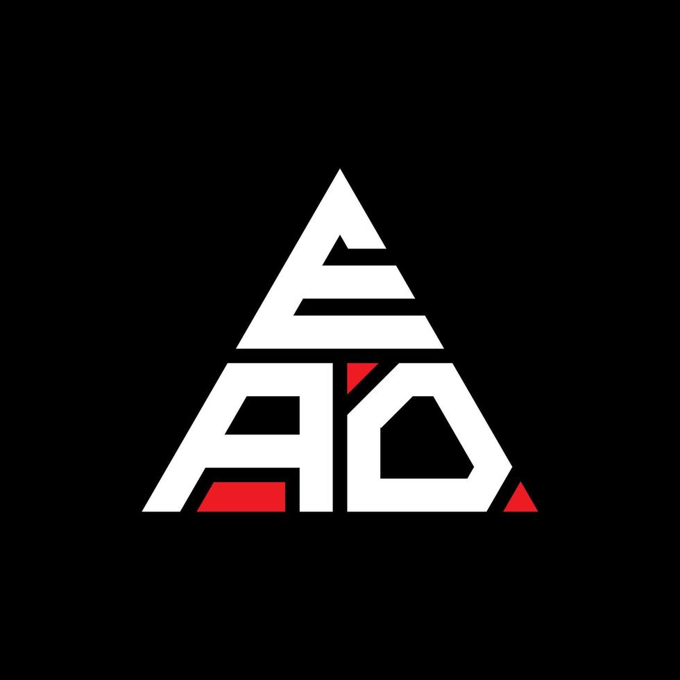 EAO triangle letter logo design with triangle shape. EAO triangle logo design monogram. EAO triangle vector logo template with red color. EAO triangular logo Simple, Elegant, and Luxurious Logo.