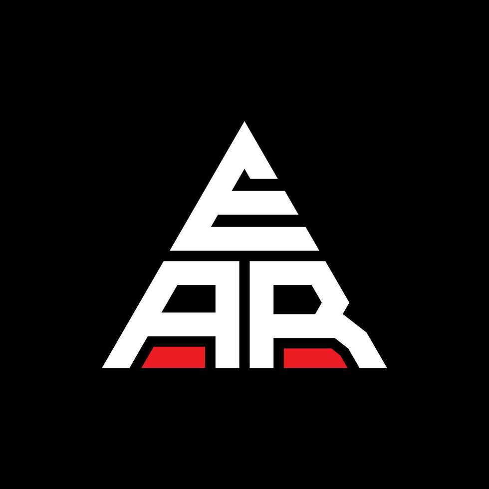 EAR triangle letter logo design with triangle shape. EAR triangle logo design monogram. EAR triangle vector logo template with red color. EAR triangular logo Simple, Elegant, and Luxurious Logo.