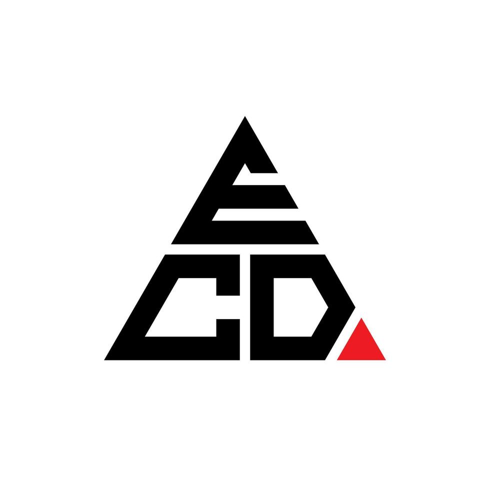 ECD triangle letter logo design with triangle shape. ECD triangle logo design monogram. ECD triangle vector logo template with red color. ECD triangular logo Simple, Elegant, and Luxurious Logo.