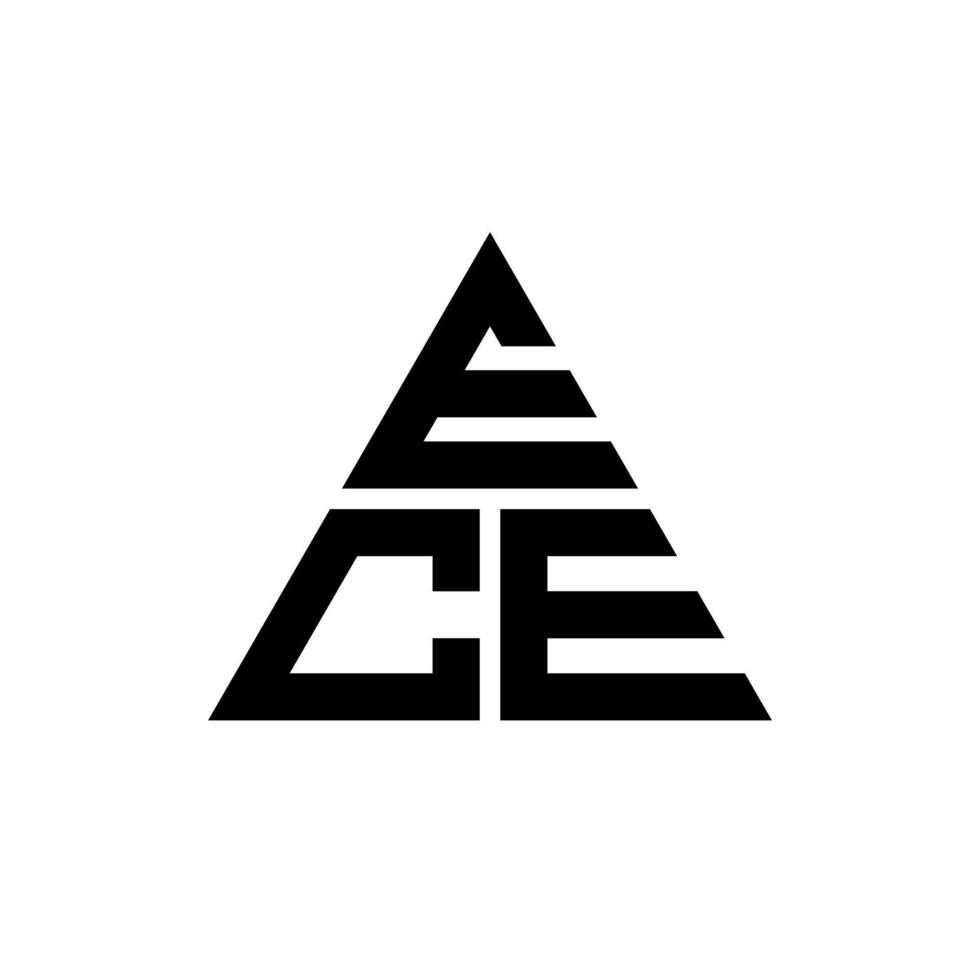 diseño de logotipo de letra triangular ece con forma de triángulo. monograma de diseño de logotipo de triángulo ece. plantilla de logotipo de vector de triángulo ece con color rojo. logotipo triangular ece logotipo simple, elegante y lujoso.