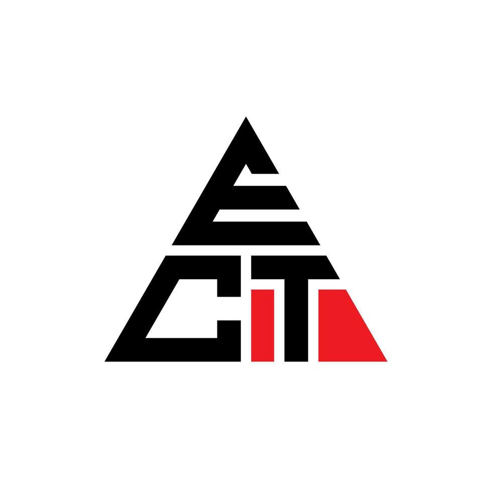 diseño de logotipo de letra triangular ect con forma de triángulo. monograma de diseño de logotipo de triángulo ect. plantilla de logotipo de vector de triángulo ect con color rojo. logotipo triangular ect logotipo simple, elegante y lujoso.