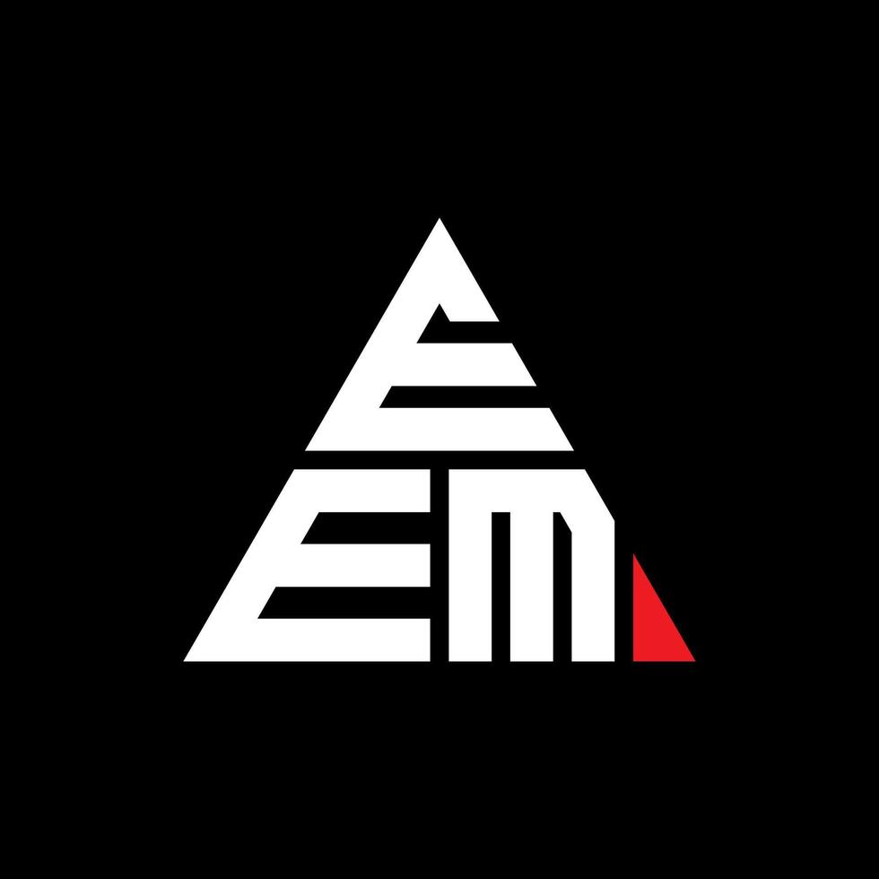 EEM triangle letter logo design with triangle shape. EEM triangle logo design monogram. EEM triangle vector logo template with red color. EEM triangular logo Simple, Elegant, and Luxurious Logo.