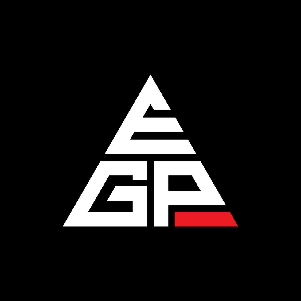 diseño de logotipo de letra de triángulo egp con forma de triángulo. monograma de diseño del logotipo del triángulo egp. plantilla de logotipo de vector de triángulo egp con color rojo. logo triangular egp logo simple, elegante y lujoso.