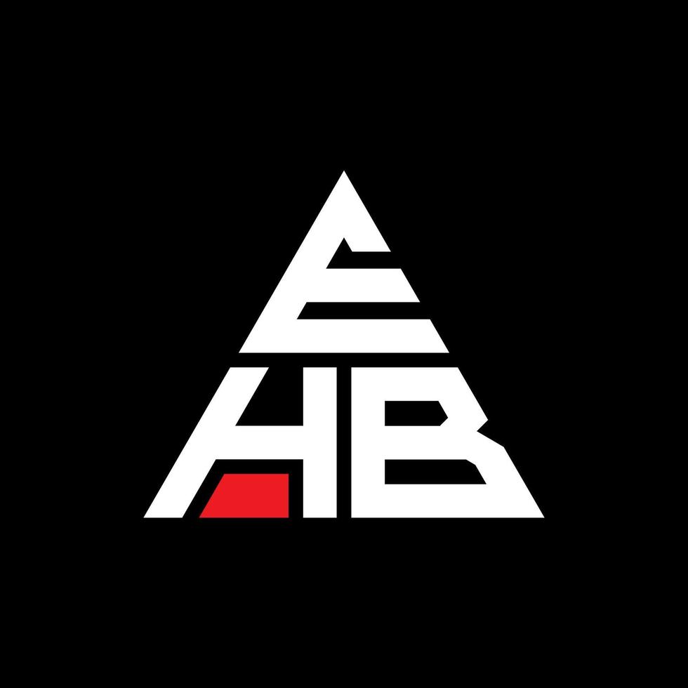 EHB triangle letter logo design with triangle shape. EHB triangle logo design monogram. EHB triangle vector logo template with red color. EHB triangular logo Simple, Elegant, and Luxurious Logo.