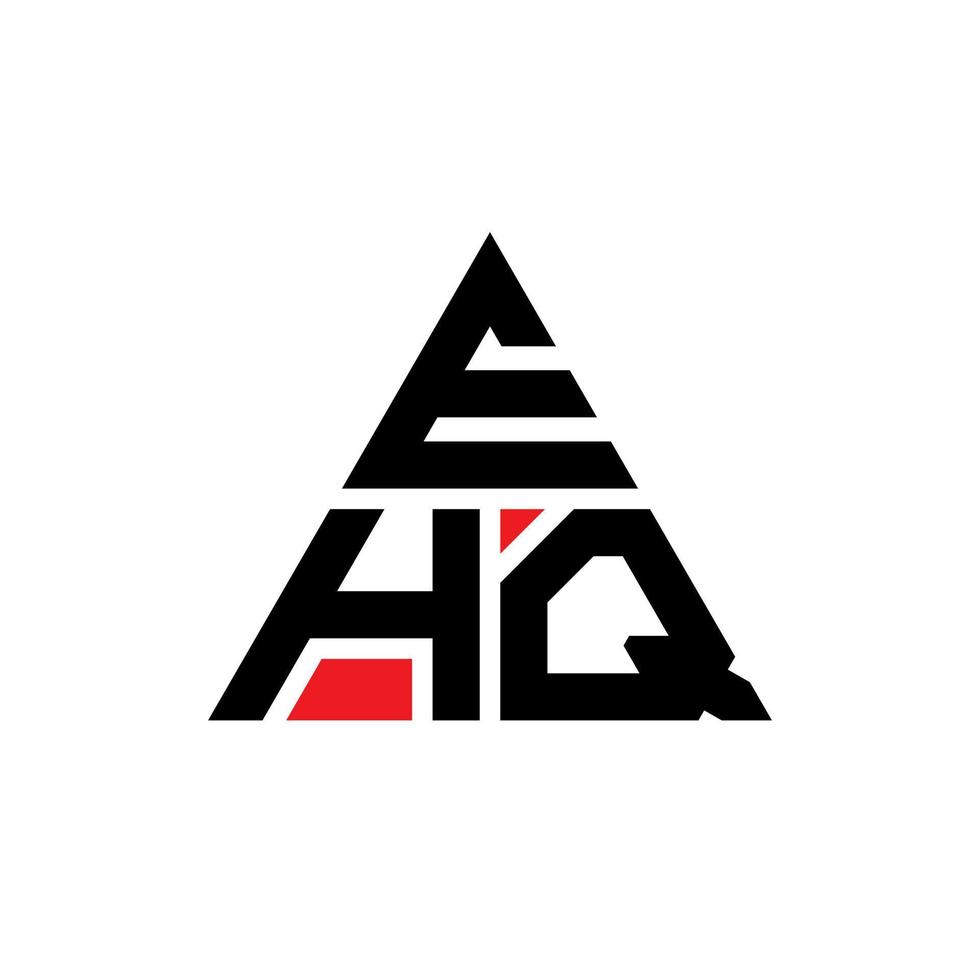 EHQ triangle letter logo design with triangle shape. EHQ triangle logo design monogram. EHQ triangle vector logo template with red color. EHQ triangular logo Simple, Elegant, and Luxurious Logo.