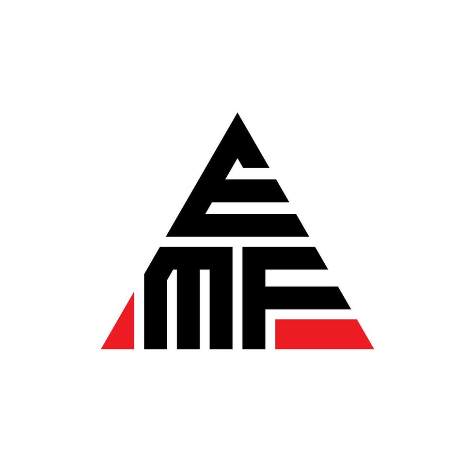 diseño de logotipo de letra triangular emf con forma de triángulo. monograma de diseño de logotipo de triángulo emf. plantilla de logotipo de vector de triángulo emf con color rojo. logotipo triangular emf logotipo simple, elegante y lujoso.